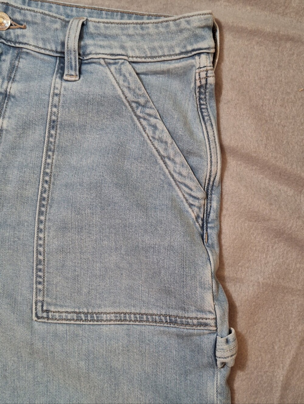 American Eagle Light Wash Super High Rise Baggy Wide Leg Jeans Wms 12 Regular - Picture 4 of 16